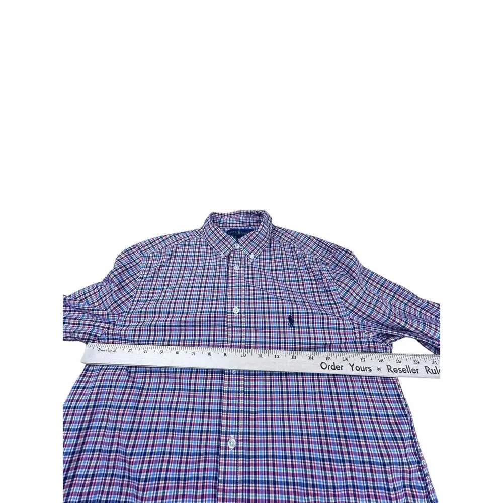 Ralph Lauren Boys Plaid Button Down Shirt Long Sleeve Polo Pony Lot Of 3 XL
